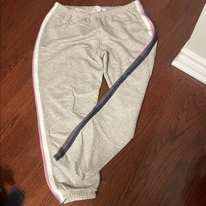 Spiritual Gangster Heather Gray Joggers with Pink and Navy Accents